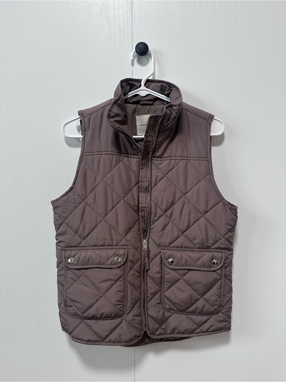 Thread & Supply Quilted Sleeveless Vest - Taupe